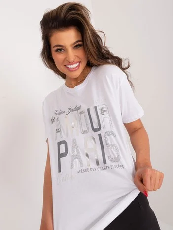 Tricou Dama Mini, Paiete, MINT, Alb Casual