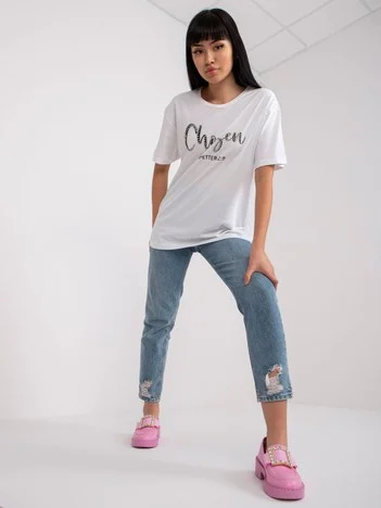 Tricou Dama Mini, Imprimat, H&B, Alb Casual