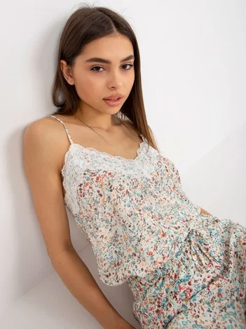 Bluza Dama Floral, Decolteu in V, Fresh Made, Alb Casual