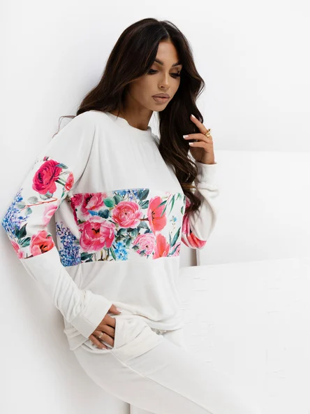 Compleu Dama Maneca lunga, Mansete elastice, RUE PARIS, Alb Eleganta Office