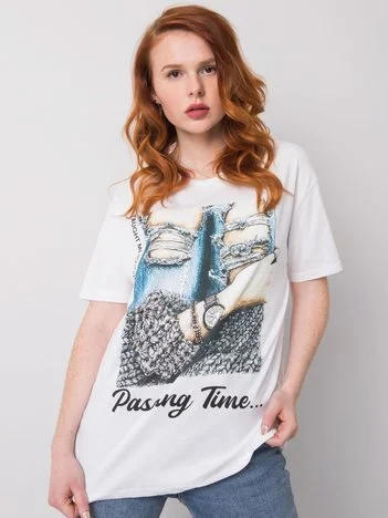 Tricou Dama Imprimat, Decolteu rotund, H&B, Alb
