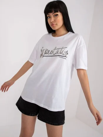 Tricou Dama Mini, Imprimat, H&B, Alb Casual