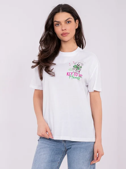 Tricou Dama Mini, Decolteu rotund, Sublevel, Alb Casual