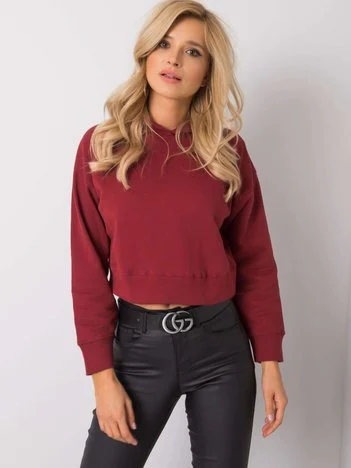 Hanorac Dama Maneca lunga, Decolteu rotund, NieZnaszMnie, Bordo Casual Marimi Mari