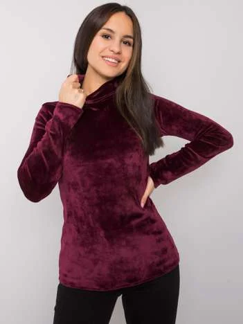 Bluza Dama Maneca lunga, Guler inalt, LAKERTA, Bordo Eleganta Office