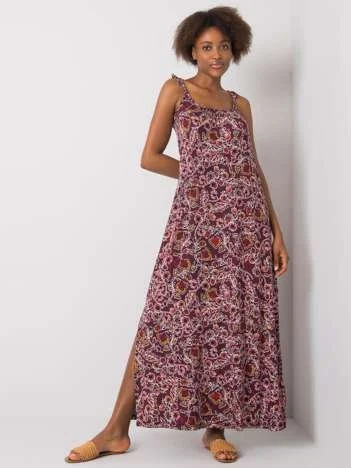 Rochie Dama Maxi, Imprimat, WEAR ON COLLECTION, Bordo Casual