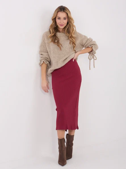 Fusta Dama Midi, Dungi, RUE PARIS, Bordo Eleganta Office