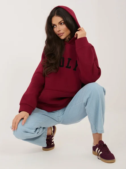 Hanorac Dama Maneca lunga, Guler inalt, RUE PARIS, Bordo Casual