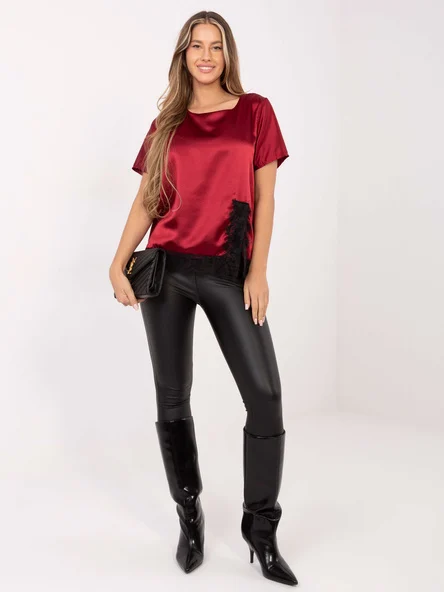Bluza Dama Mini, Dantela, ITALY MODA, Bordo Eleganta Office