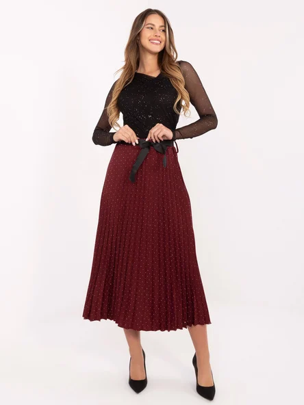 Fusta Dama Midi, Elegant, RUE PARIS, Bordo Eleganta