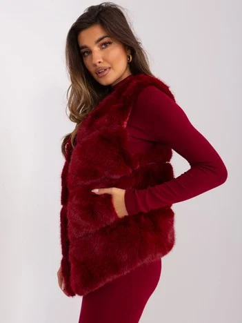 Vesta Dama Fara maneci, Guler inalt, Wool Fashion Italia, Bordo de Vara