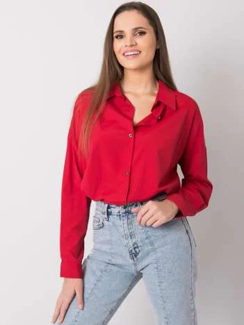 Camasa Dama Maneca lunga, Clasic, ex moda, Rosu Eleganta Office