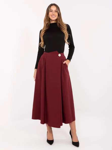 Fusta Dama Midi, Elegant, RUE PARIS, Bordo Eleganta Office