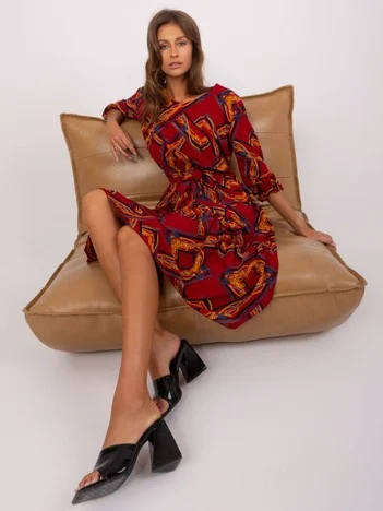 Rochie Dama Midi, Lejera, LAKERTA, Bordo Eleganta Office
