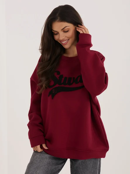 Hanorac Dama Maneca lunga, Decolteu rotund, RUE PARIS, Bordo Casual