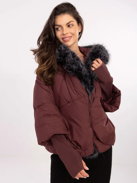 Jacheta Dama Maneca lunga, Guler inalt, Wind Line, Bordo Eleganta Office