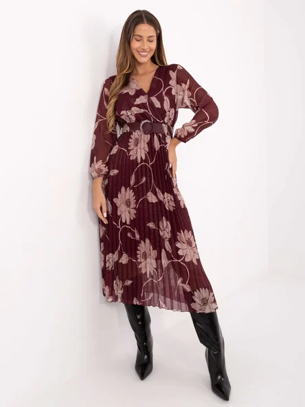 Rochie Dama Maxi, Floral, ITALY MODA, Bordo