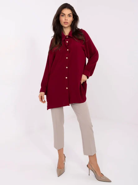 Camasa Dama Maneca lunga, Elegant, RED LINE, Bordo Eleganta Office