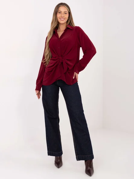 Camasa Dama Maneca lunga, Elegant, RED LINE, Bordo Eleganta Office