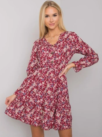 Rochie Dama Maxi, Imprimat, Och Bella, Bordo Casual