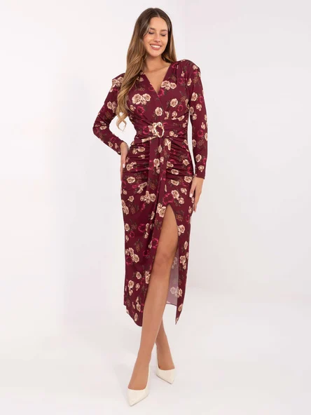 Rochie Dama Maxi, Floral, ITALY MODA, Bordo de Petrecere