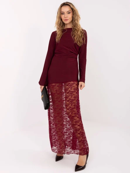 Rochie Dama Maxi, Dantela, ITALY MODA, Bordo Eleganta