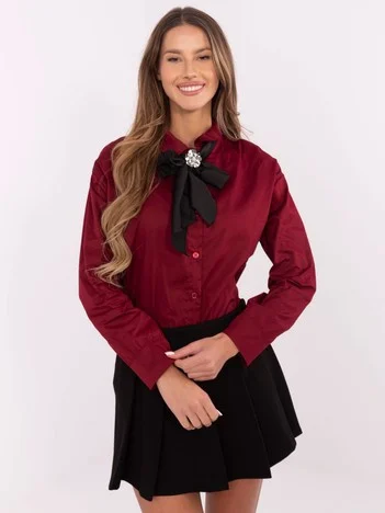 Camasa Dama Maneca lunga, Elegant, ITALY MODA, Bordo Eleganta Office