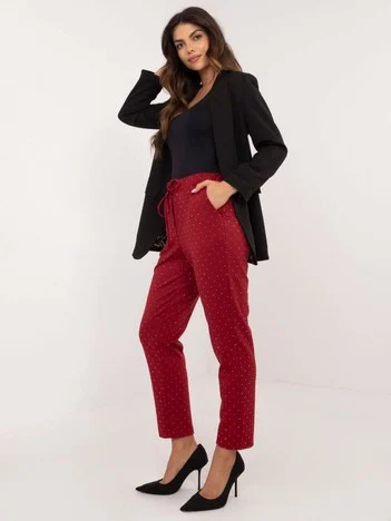 Pantaloni Dama Elegant, Guler inalt, ITALY MODA, Bordo Eleganta Office