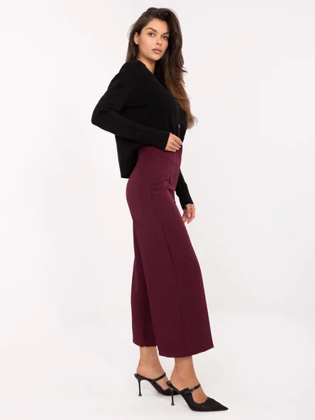 Pantaloni Dama Elegant, Guler inalt, RUE PARIS, Bordo Eleganta Office