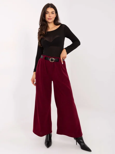Pantaloni Dama Elegant, Guler inalt, RUE PARIS, Bordo Eleganta Office