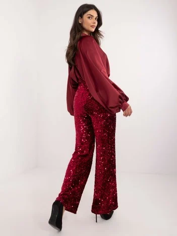 Pantaloni Dama Paiete, Elegant, ITALY MODA, Bordo de Petrecere