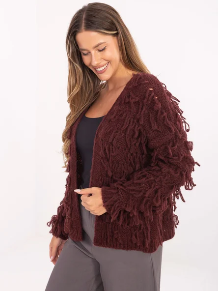 Pulover Dama Maneca lunga, Boho, RUE PARIS, Bordo Casual