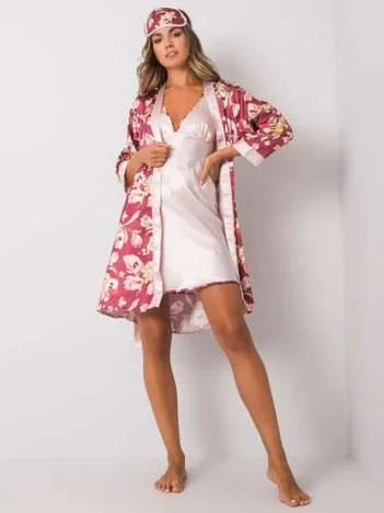 Compleu Dama Floral, Poliester, XSAPIENZA, Bordo