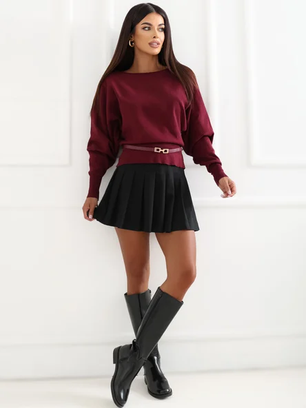 Pulover Dama Maneca lunga, Elegant, ITALY MODA, Bordo Eleganta Office