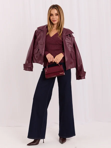 Pulover Dama Maneca lunga, Dungi, ITALY MODA, Bordo Eleganta Office