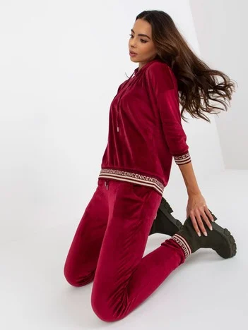 Compleu Dama Maneca 3/4, Mansete elastice, RELEVANCE, Bordo Casual