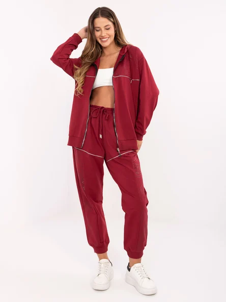 Compleu Dama Maneca lunga, Mansete elastice, RELEVANCE, Bordo Casual