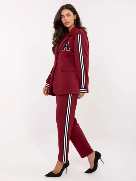 Compleu Dama Maneca lunga, Conica, RUE PARIS, Bordo Casual