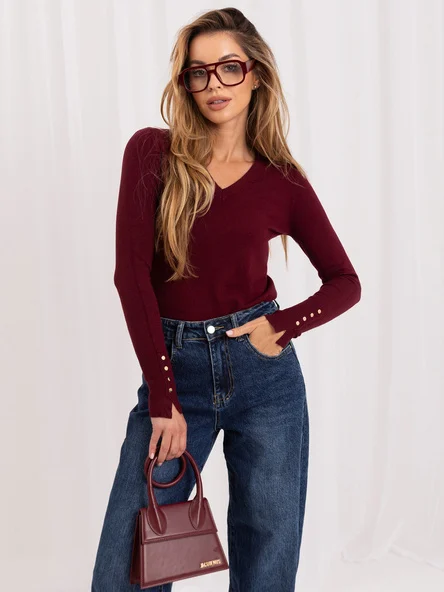 Pulover Dama Maneca lunga, Elegant, ITALY MODA, Bordo Eleganta Office