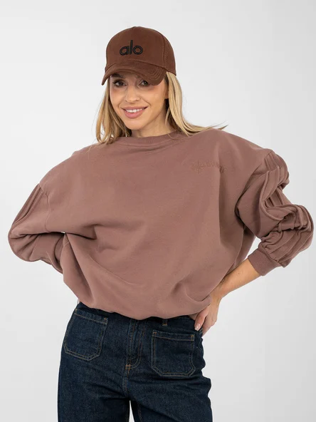 Hanorac Dama Maneca lunga, Decolteu rotund, NATURAL SIDE, Maro Casual