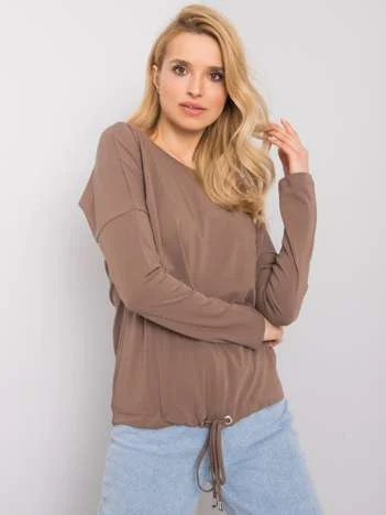 Bluza Dama Maneca lunga, Decolteu barcuta, BASIC FEEL GOOD, Maro Eleganta Office