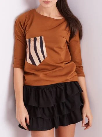 Bluza Dama Maneca 3/4, Animal print, PAMUK LINE, Maro Eleganta Office