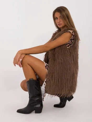 Vesta Dama Fara maneci, Guler inalt, Wool Fashion Italia, Maro de Vara