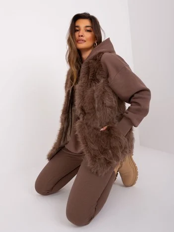 Vesta Dama Fara maneci, Guler inalt, Wool Fashion Italia, Maro de Vara