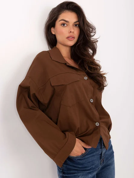 Camasa Dama Mini, Guler inalt, RUE PARIS, Maro Casual