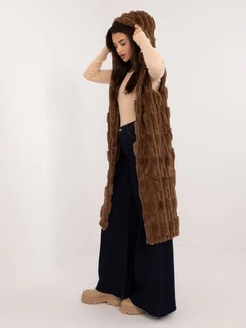 Vesta Dama Sub genunchi, Guler inalt, Wool Fashion Italia, Maro Eleganta Office