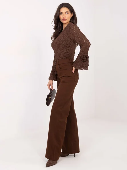 Pantaloni Dama Croiala dreapta, Guler inalt, LAKERTA, Maro Eleganta Office
