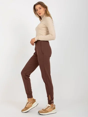 Pantaloni Dama Mansete elastice, Guler inalt, Och Bella, Maro Eleganta Office Marimi Mari