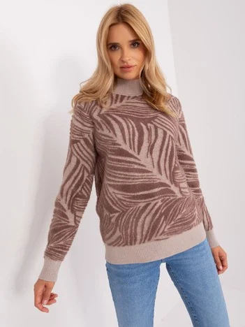 Pulover Dama Maneca lunga, Animal print, Wool Fashion Italia, Maro Casual