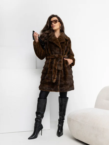 Palton Dama Deasupra genunchiului, Elegant, VASTON FASSTION, Maro Eleganta Office Marimi Mari
